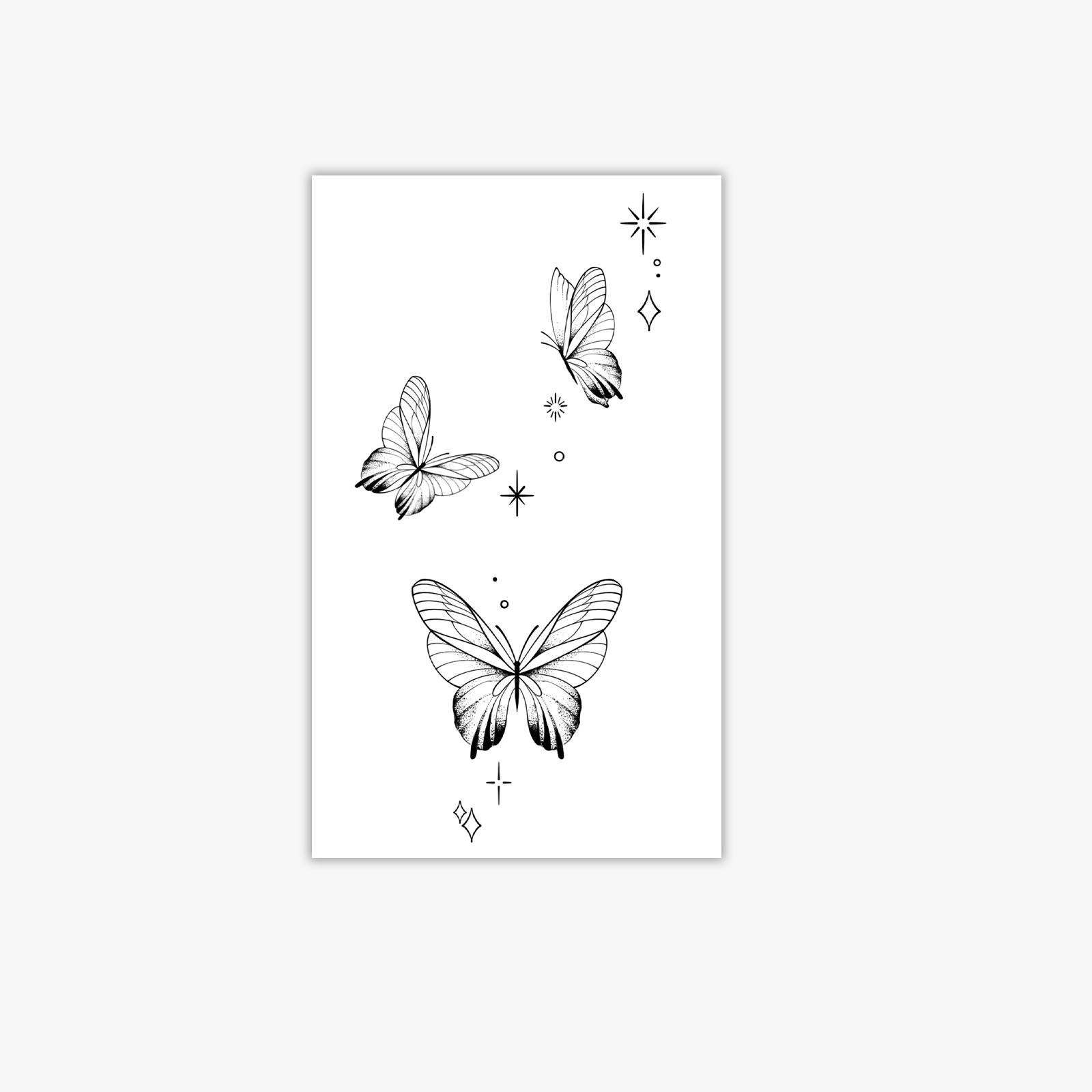 

Three Butterfly Tattoo Stickers, Waterproof And Long-Lasting, Women S Upper Arm Advanced Sense Simulation Tattoo 9*15