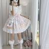 Japanese Sweet Lolita Jsk Dress Kawaii Lace Ruffles Bow Cartoon Print Slim Princess Dresses Girls Y2k Cute Tea Party Mini Dress