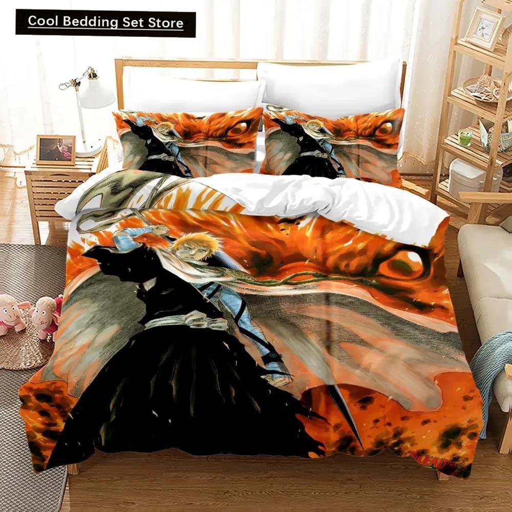 3D Anime Bleach Kurosaki Ichigo Duvet Cover Pillowcase Bedding Set Double Twin Full Queen King Adult Kids Bedclothes Quilt Cover