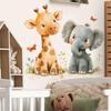 Cartoon Animal Wall Stickers Giraffe And Elephant Design Removable Waterproof For Kids Room Nursery Classroom Decor