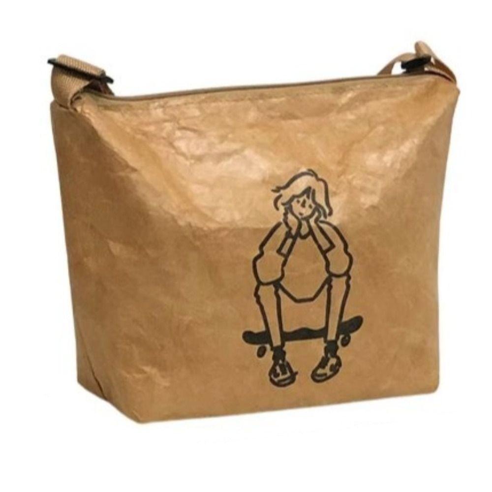 

Сумка-холодильник из крафт-бумаги для еды в корейском стиле, сумка через плечо, сумка-тоут для пикника, дорожная сумка