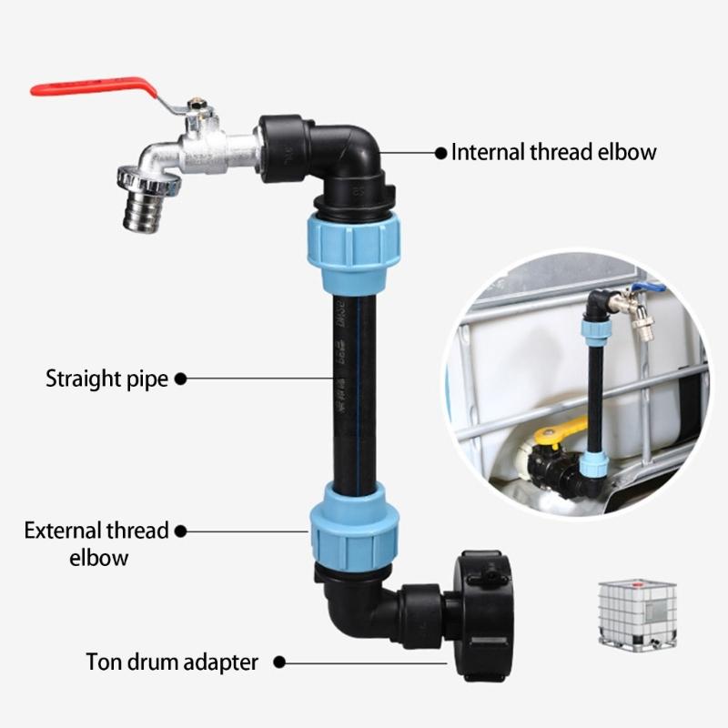 Schwanenhals IBC Tankadapter mit Auslassventilen IBC Fässer Verbinder Hausgärten Bewässerung Wasserverbinder Langlebig
