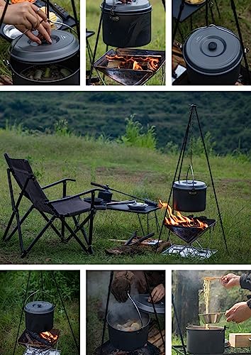 CAMPING MOON Aluminium Hangende Pot, Groot, Aluminium Pot, Ideaal voor Koken, Aardappelstoofpot, en Kamperen, 5,5L, MC255