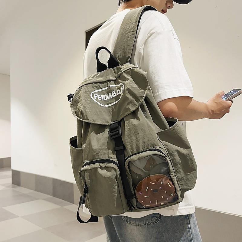 Women Solid Color Backpack Men Lightweight Travel Bag Large Capacity Backpack