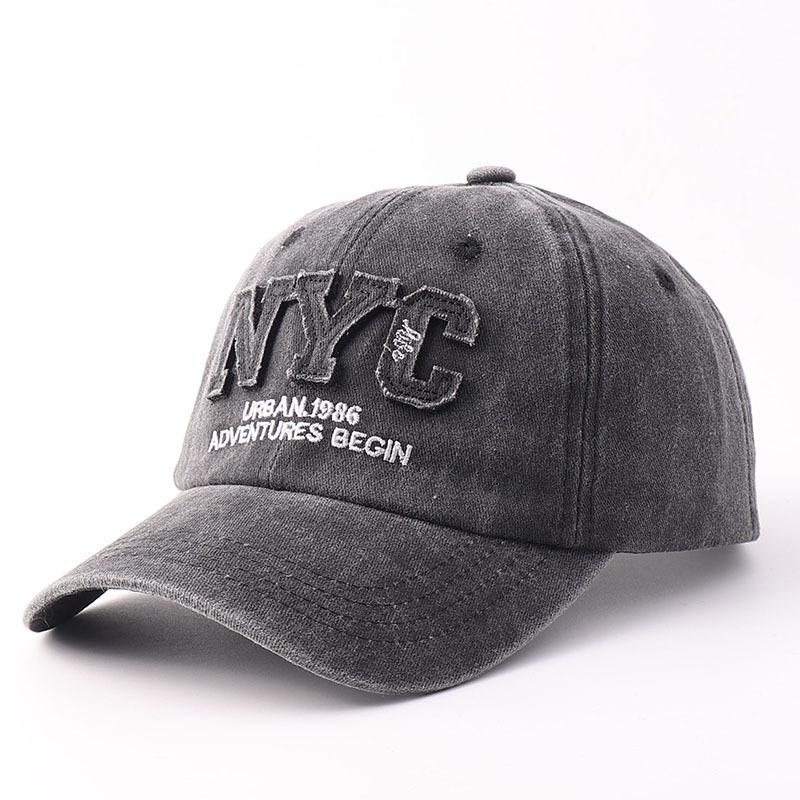 Popular washed baseball cap denim embroidery letter cap with small face curved brim big head circumference sun hat