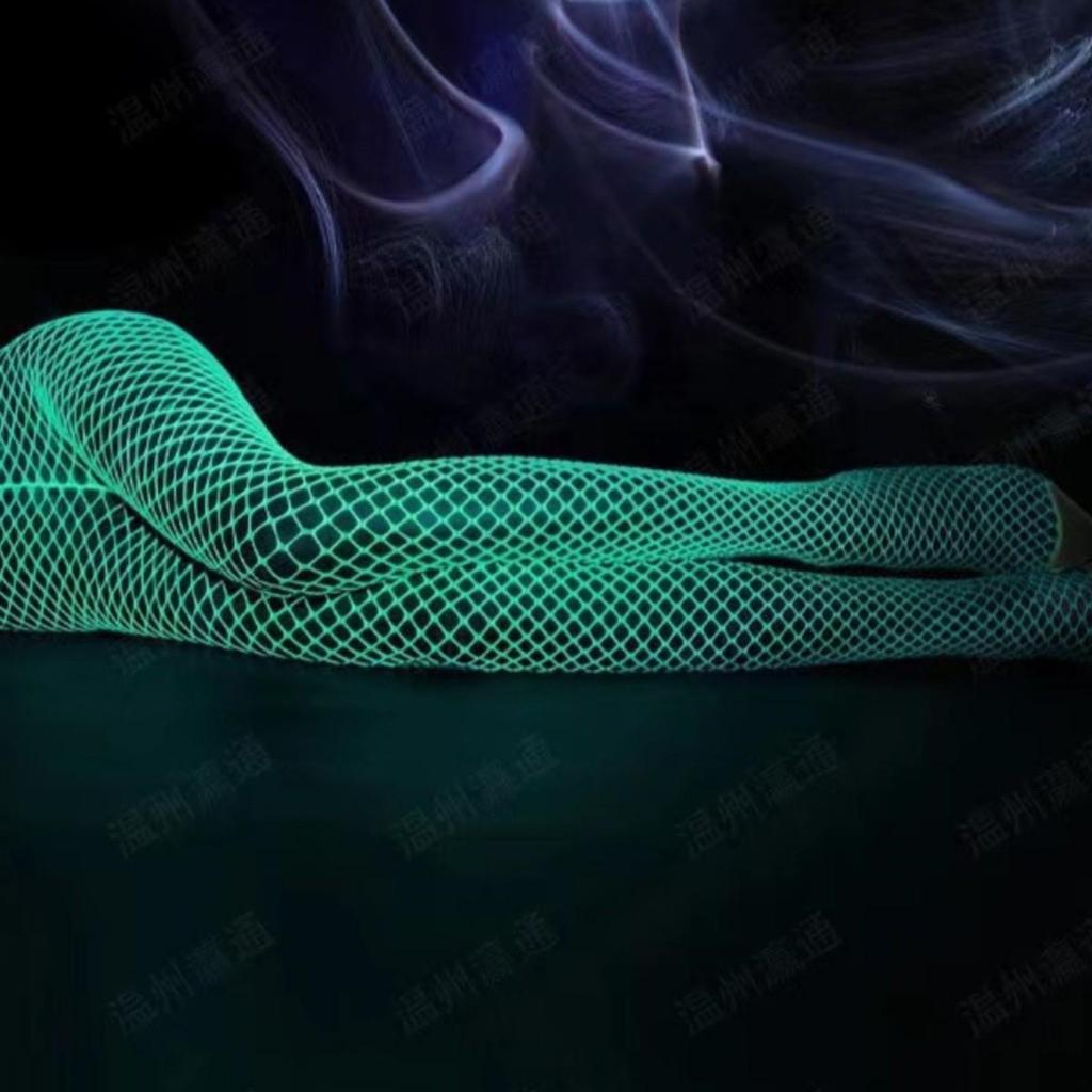 Luminous Glow-in-the-Dark Fishnet Stockings - Sexy, Slimming, Fluorescent Pantyhose with Hollow-Out Design