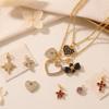 1 Piece Mini Flower Heart Star 304 Stainless Steel Charms Multicolor Cubic Zirconia 18K Gold Plated Pendant DIY Necklace Making