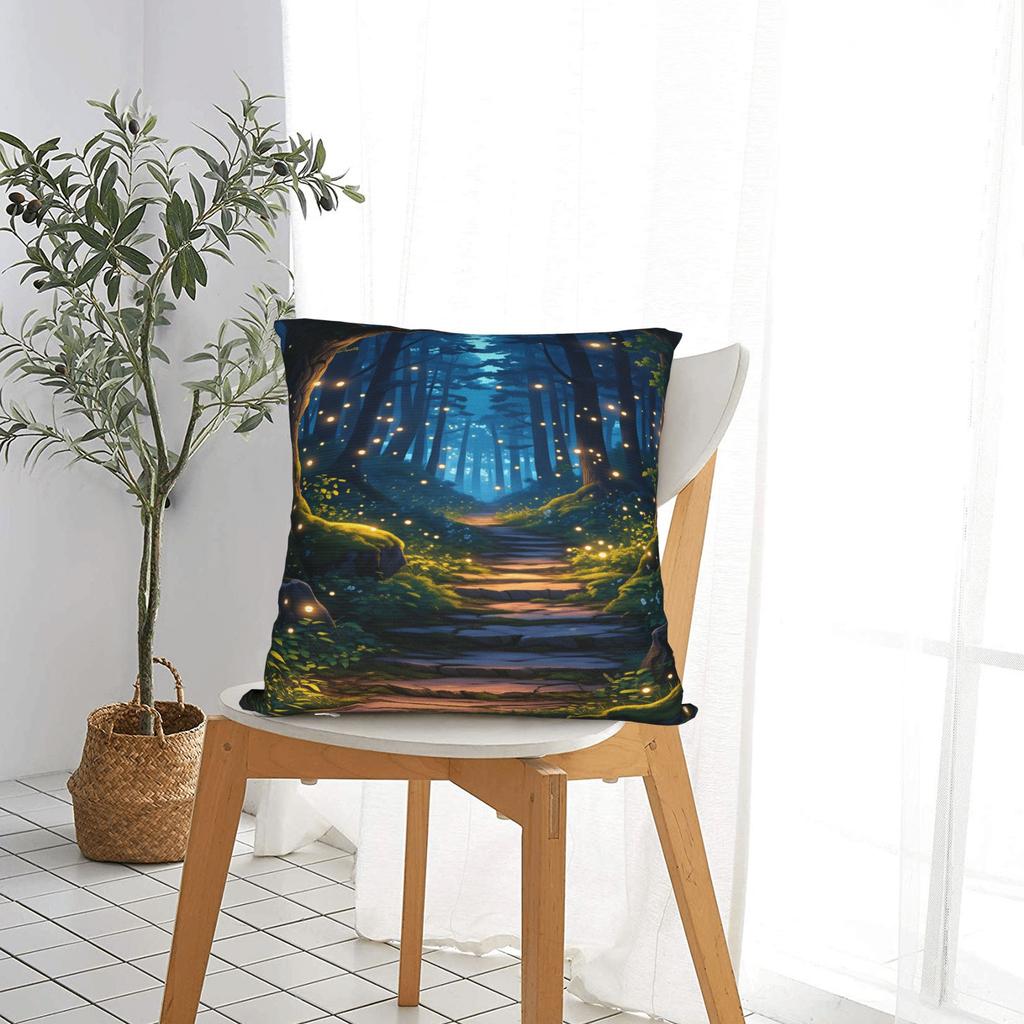 Forest Trail Pillow Case Soft Pillow Cover Retro Trendy Cushion Cover For Chair Sofa Home Decor