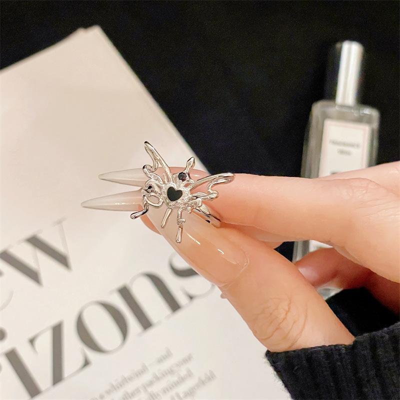 Elegant Three-Dimensional Butterfly Exquisite Open Ring Fashionable Personality Niche Design Light Luxury Retro Ring Woman