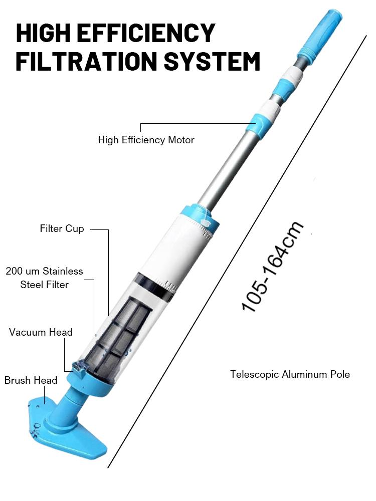 3 In 1 Cordless Rechargeable Pool Vacuum Cleaner Handheld Pool Cleaner Suitable For Spa Center Bathtub Sand Debris
