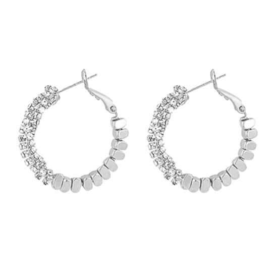 1 Pair Huggie Hoop Earrings for Women Lightweight Cubic Zirconia Earrings серебряный
