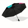1pc Neon Leopard Print Automatic Folding Umbrella - 8-Rib Iron Frame, Windproof, Portable Sunshade with Plastic Handle for Travel & Outdoor