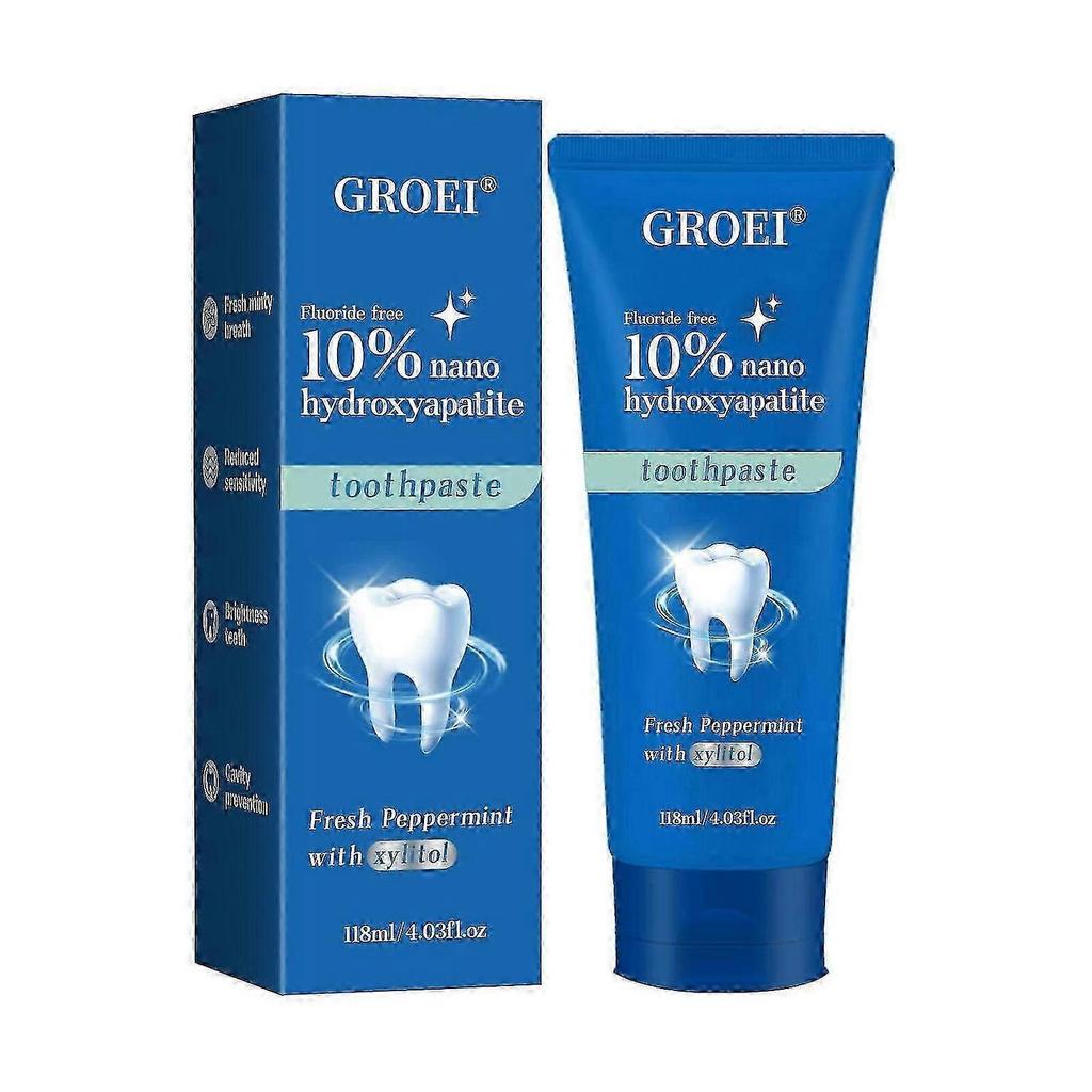 10% Nano Hydroxyapatite Toothpaste (Fluoride Free), Whitening, Remineralizing, Natural, Sensitive Teeth, Xylitol Nano-Hydroxyapatite Toothpaste, Mint