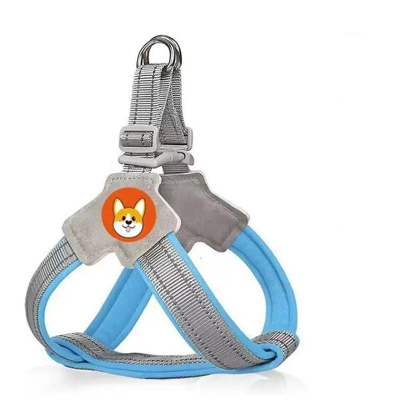 Reflective Dog Harness Vest Type Anti-Pull Breathable Pet Chest Harness for Outdoor Walking (Blue,Xs) синий