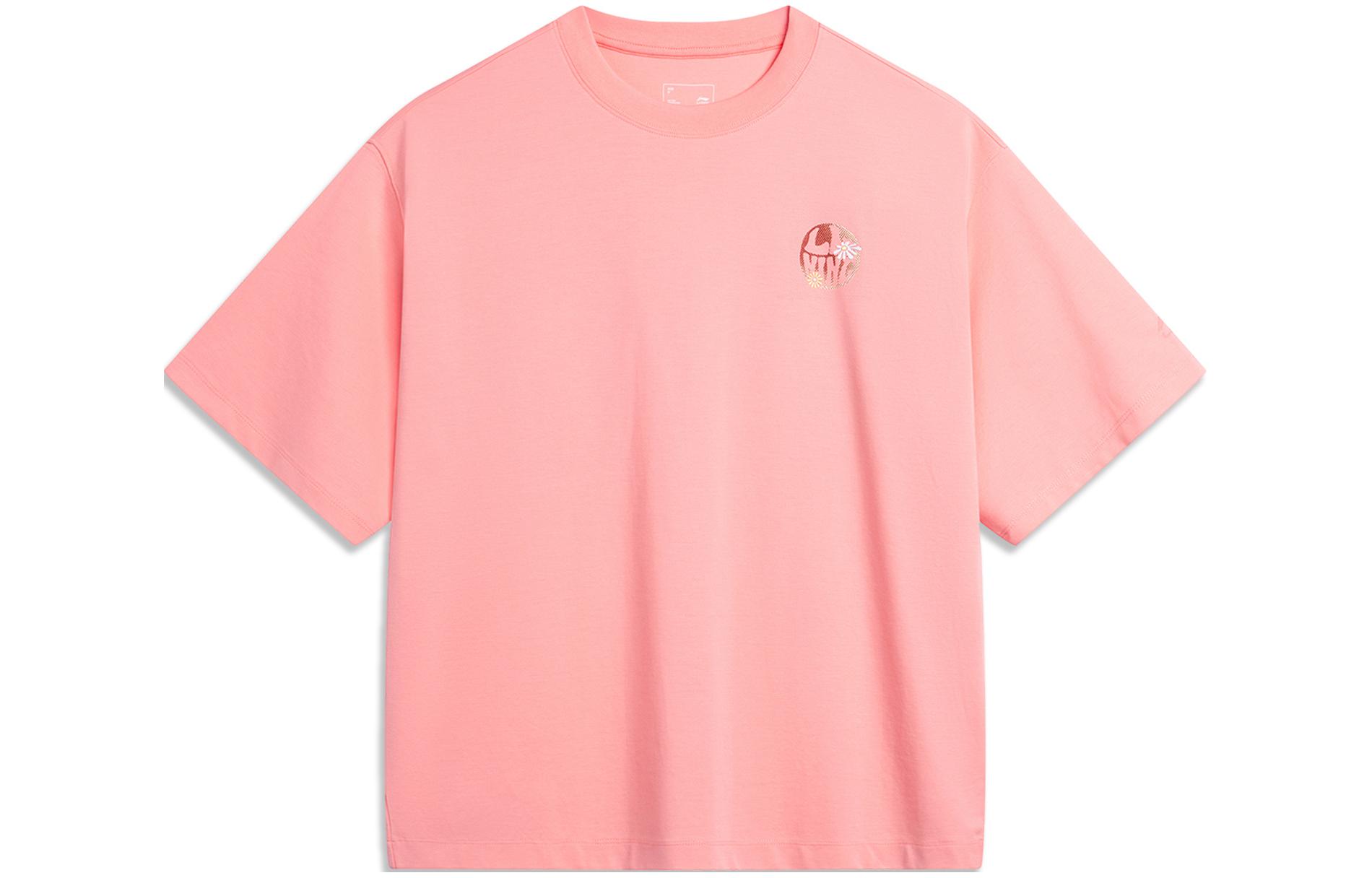 Li Ning Sports Life Collection Drop Shoulder Sleeve T Shirt Women s Camellia Pink AHSU360-2 S