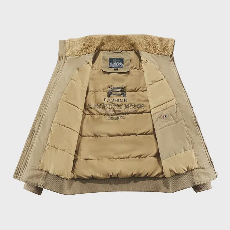 Pánská bunda bomber z prané bavlny - Volný střih, Spuštěné rameno, Silný ležérní pracovní kabát