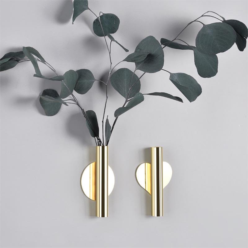 Nordic Gold Minimalist Wall Vase - No-Drill Hanging Flower Holder for Living Room