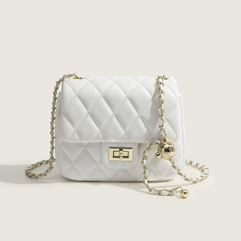 2024 New Fashionable Small-style Quilted Chain Bag with Small Gold Ball, Women's High-end Versatile Crossbody Shoulder Bag