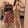 Plus Size Women's High Waist Retro Plaid Wool Mini Skirt