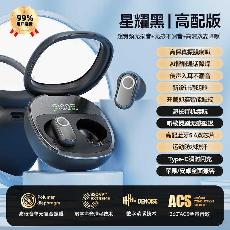 Mini short handle half-in-ear Bluetooth headset, it is painless to wear it for a long time, wireless headset, transparent cabin, private mold