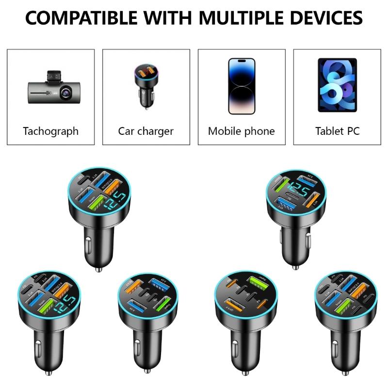 High Speed Charging Car Adapter with Various Multiple Port 66W Total Output QC3.0 for Efficient Device Charging