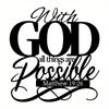 Matthew 19:26 Bible Verse Metal Wall Art, Religious Inspirational Sign for Home Decor, Christian Gift, Living Room Bedroom Office Hanging