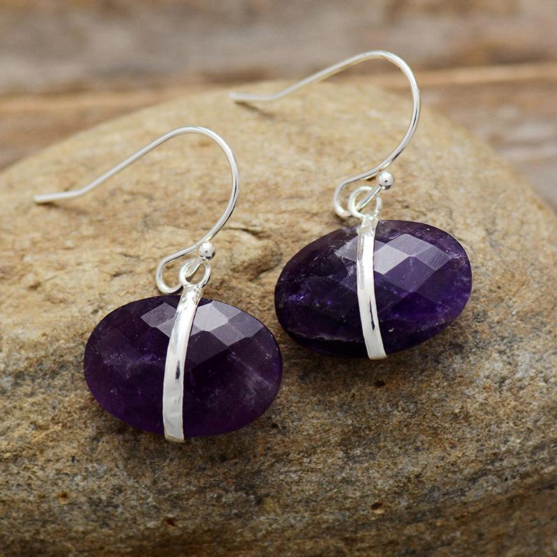High Quality Natural Elongated Stone Amethyst Pendant Earrings Earrings Popular Crystal Jewelry Jewelry