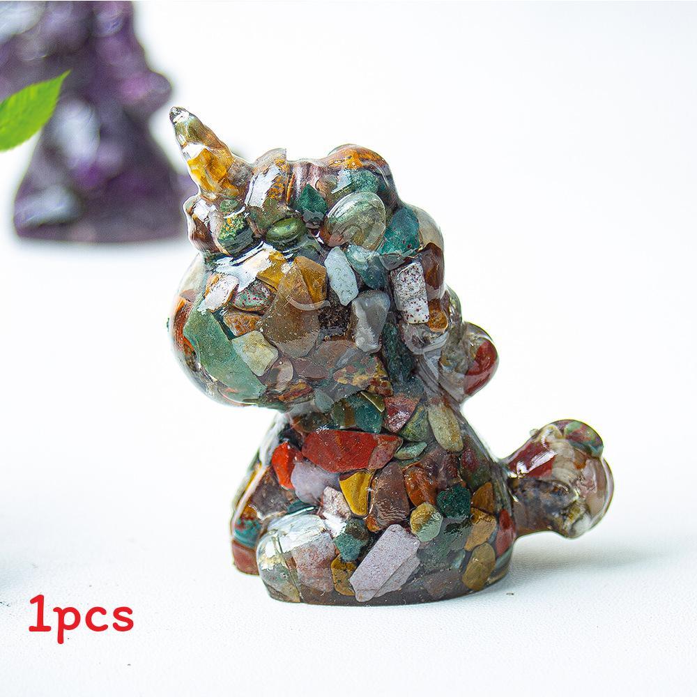 Unicorn Resin Figurine With Handcrafted Crystal Texture For Home Decor And Giftgiving