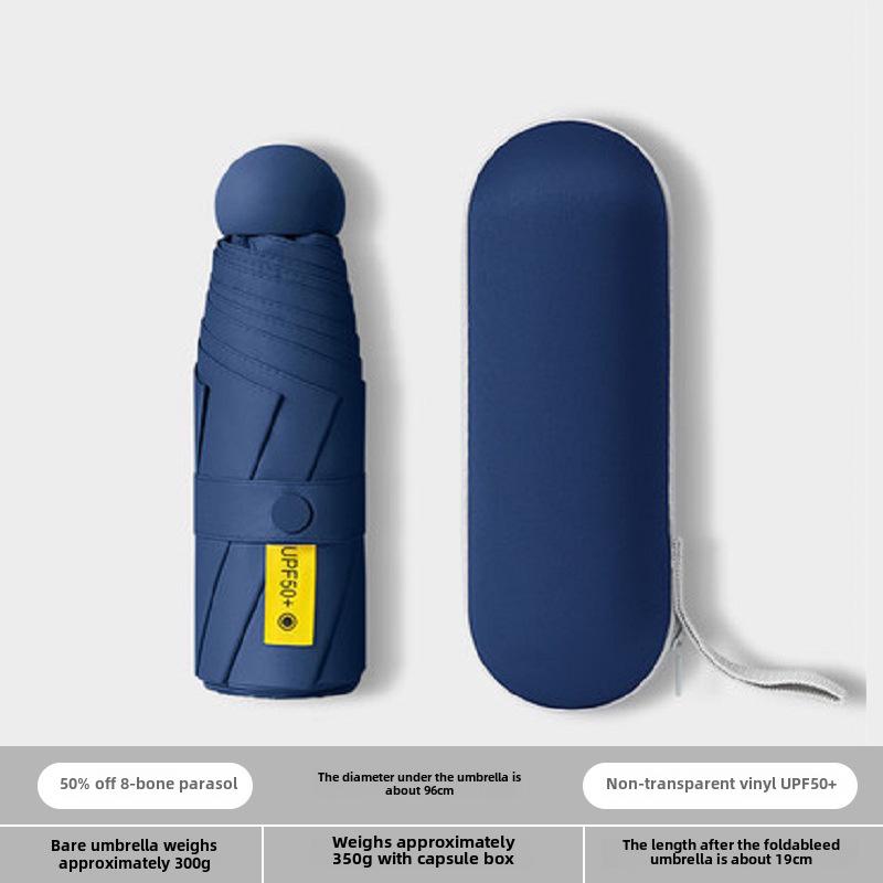 Compact Dual-Use Capsule Umbrella: Portable, Foldable, Lightweight, Sun & Rain Protection