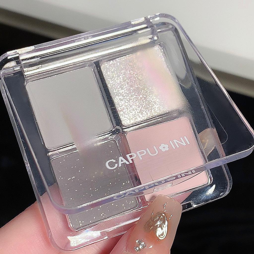 Four-color Eyeshadow: Matte Fine Shimmering Pearlescent Diamond High-gloss Brightening Mint Green Eyeshadow