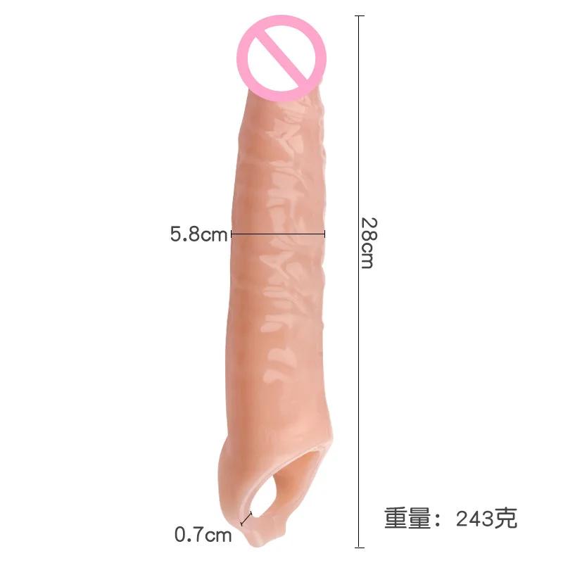 Reusable Condom Penis Sleeve Male Dick Enlargement Extender Spike Penis Cover Dildo Delay Ejaculation Sex Toy for Men Sexy Shop