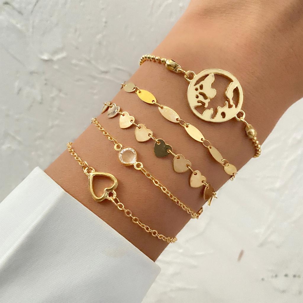 Fashion Daily Wear Party Wedding Jewelry Gift Fashionable 5pcs/set Beach Vacation Style Heart Women'S Bracelet Bracelet Series