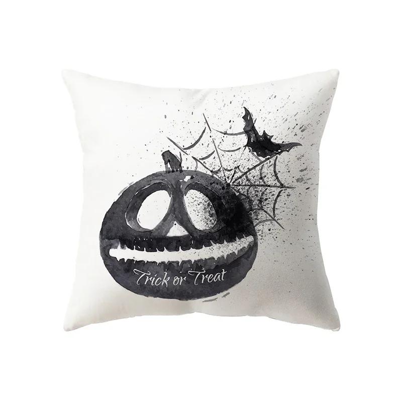 Halloween Theme Horror Pumpkin Bat Print Pattern Cushion Cover Home Living Room Sofa Decoration Polyester Pillow