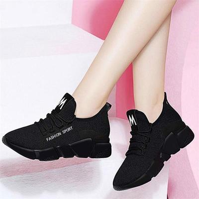 Women Lace Up Mesh Flat Shoes Sneakers Ladies Fashion Breathable Walking Casual Shoes