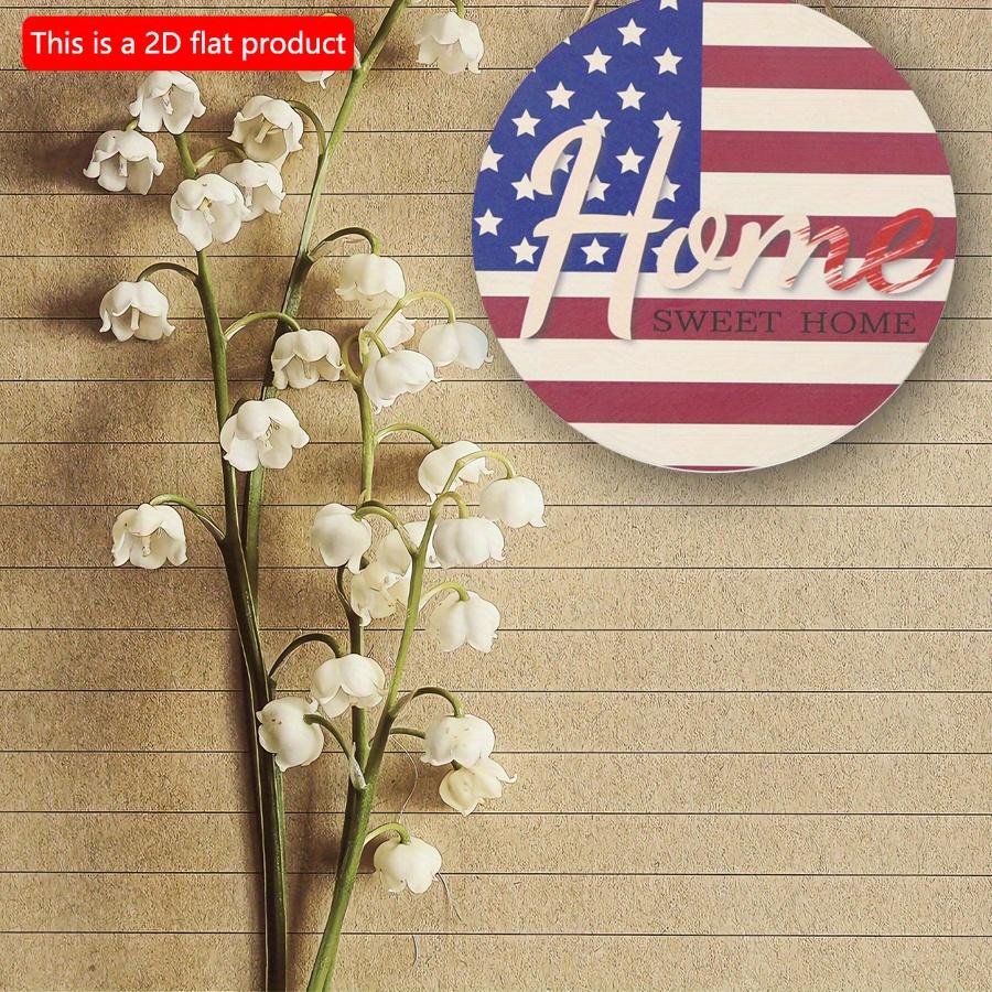 2D Flat 20*20cm 1pc Sweet Home USA Flag Theme Independence Day Wooden Door Sign Pendant, Good Quality Layout Home Decoration American Flag Placard