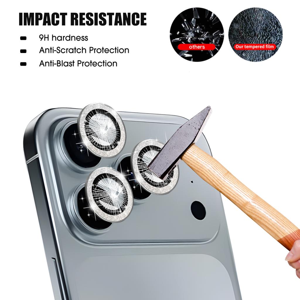 Bling Camera Lens Protector for IPhone 17/17 Air/17 Pro/17 ProMax Aluminum Alloy Tempered Glass Diamond Lens Cover for IPhone17