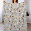 Playing Cream Belgian Malinois Gray Background Throw Blanket Soft Solid Color Blanket for Couch Bed