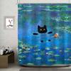 Claude Monet Artworks Interesting Cute Black Cat Simple Shower Curtain Bathroom Shower Curtain Easy To Clean Scrub Polyester