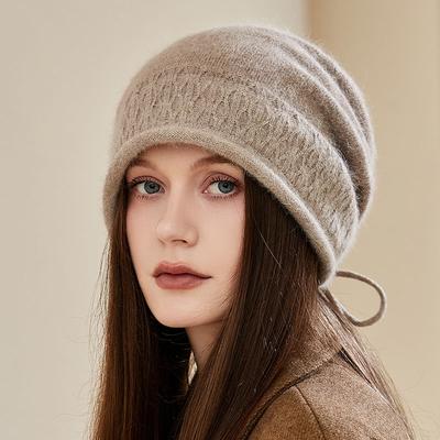 Fashion Knitted Wool Hat Big Head Circumference Stacking Hat Autumn and Winter Confinement Hat Women