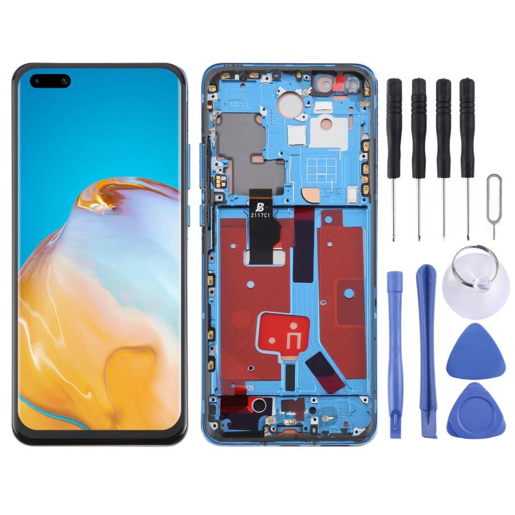 

Для Huawei P40 Pro TFT LCD Екран із сенсором, Повна збірка з рамкою, Не підтримує розпізнавання відбитків пальців синій