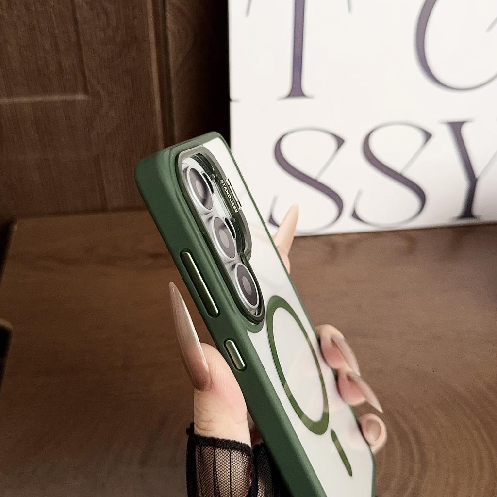 HD Transparent Magnetic Case For Samsung Galaxy S26 Ultra S25 S24 Plus S23FE Metal Lens Holder Stand Wireless Charge Cover Funda