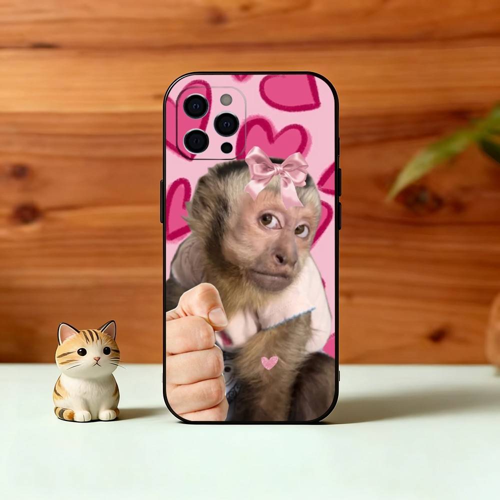 C-Cute F-Funny Monkey Phone Case For iPhone 17,16,15,14,13,12,11 Plus,Pro Max,XS,Soft Silicone Black Cover