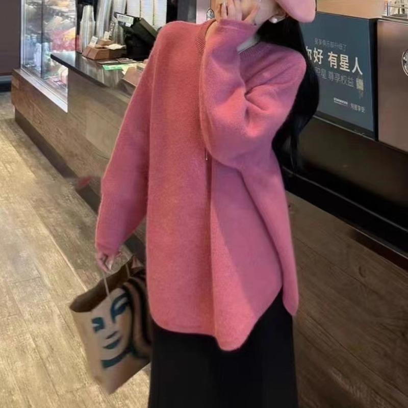 Autumn and Winter New Soft Waxy Gentle Wind Knitted Bottoming Shirt Inner Top Women's Loose and Thin Pullover Sweater Tide