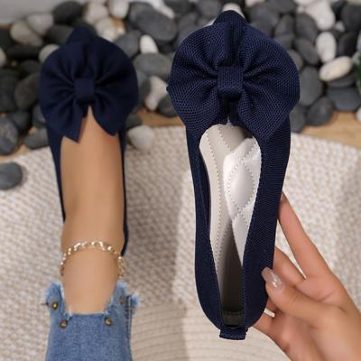 Fashion Women Flats Bow Pointed Toe Shoes Female Suede Walking Dress Shoes 2024 Spring Fashion Casual Sandals Shallow Zapatillas Mujer