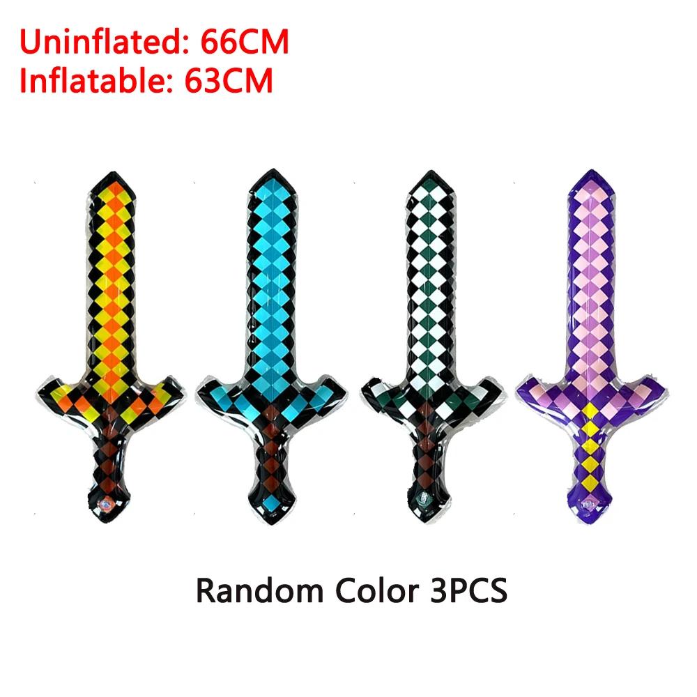 Pixel Style Inflatable Gemstone Sword Props - Safe Fun Kids Toy Weapon Parent-Child Interactive Supplies Perfect Birthday Gifts