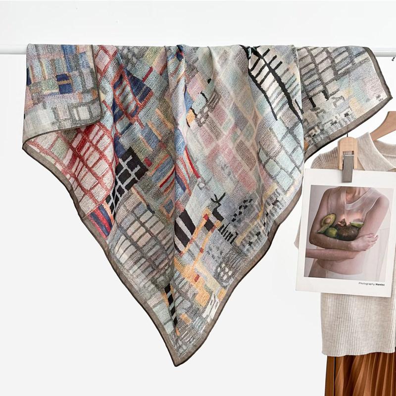 Polka dot double-sided heterochrome ethnic style retro 91 velvet large square scarf silk scarf women's spring and autumn warm shawl scarf scarf