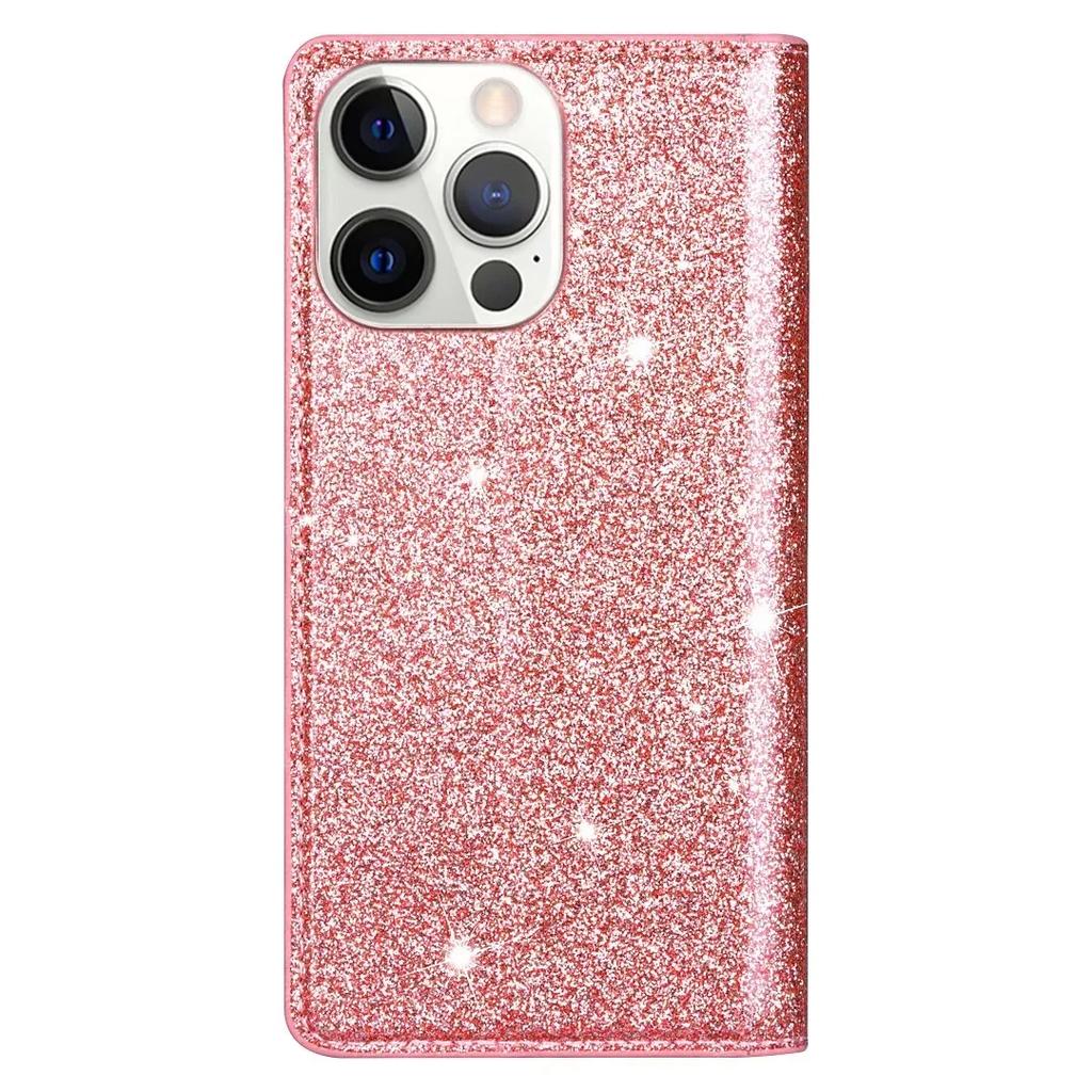 Glitter Bling Leather Case for iPhone 17 16 15 14 13 12 11 Pro XS Max Air XR 8 7 Plus SE Card Holder Magnetic Flip Wallet Cover