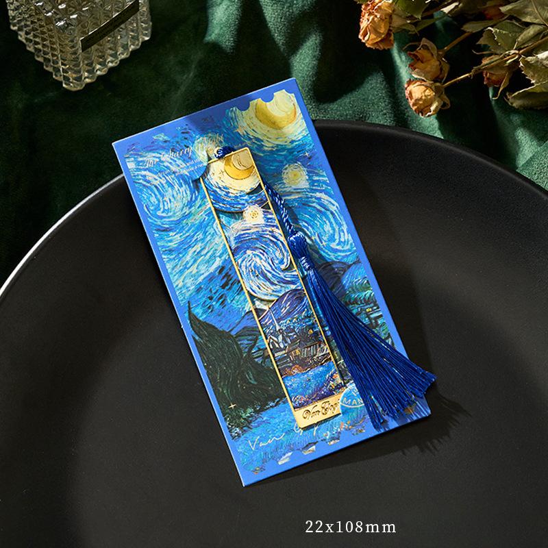 New Retro Floral Painting Hollow Metal Bookmark Bronzing Bookmark With Tassel Stationery Gifts For Book Club Reader