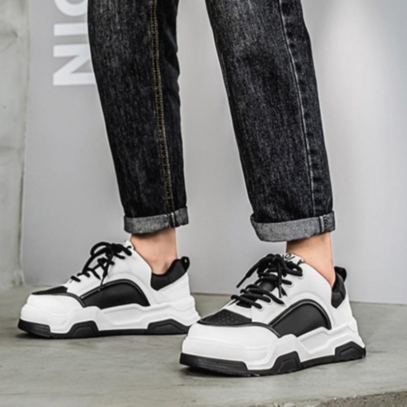 Fashion Man Shoes Luxury Leather Casual Shoes Fashion Thick Soled Sneakers for Men Lace Up Platform Vulcanized Footwear Skateboard Shoes
