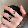 Vintage Brown Tiger Eye Stone Rings for Women Men Silver Color Irregular Round Opening Ring Aesthetic Jewelry Gift Free Shipping